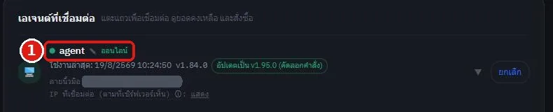 รายการเอเจนต์ที่เชื่อมต่อของ SoriTrading แสดงสถานะออนไลน์