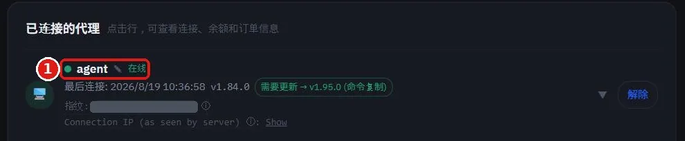 SoriTrading 已连接的代理列表中服务器显示为在线